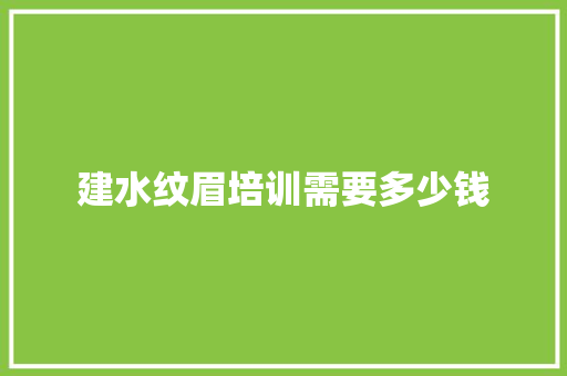 建水纹眉培训需要多少钱