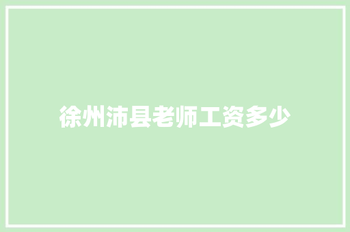 徐州沛县老师工资多少