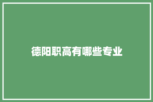 德阳职高有哪些专业