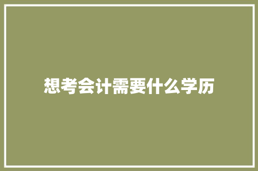 想考会计需要什么学历