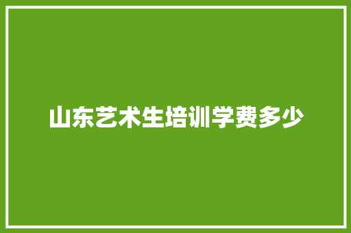 山东艺术生培训学费多少