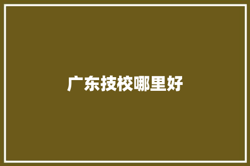 广东技校哪里好