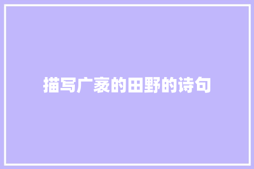 描写广袤的田野的诗句