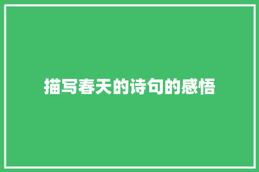 描写春天的诗句的感悟
