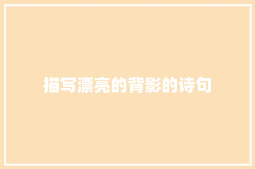 描写漂亮的背影的诗句