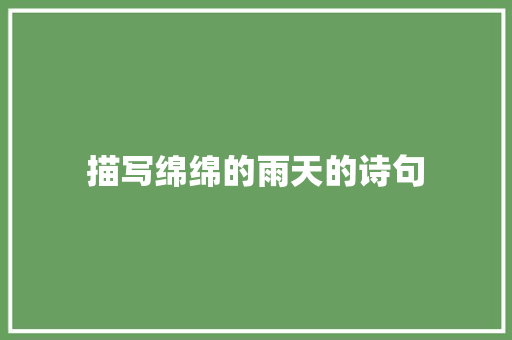 描写绵绵的雨天的诗句