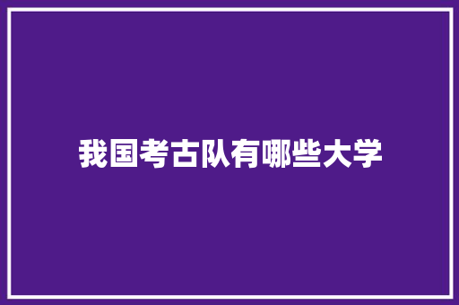 我国考古队有哪些大学
