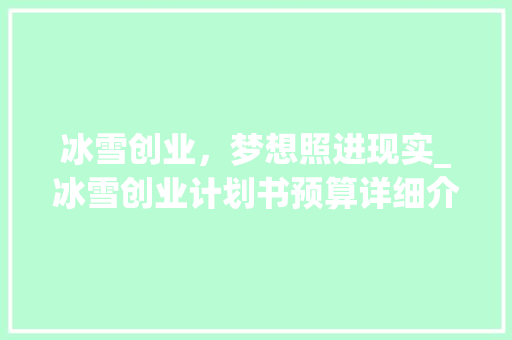 冰雪创业，梦想照进现实_冰雪创业计划书预算详细介绍