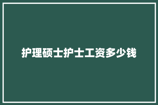 护理硕士护士工资多少钱