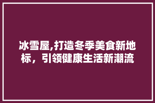 冰雪屋,打造冬季美食新地标，引领健康生活新潮流