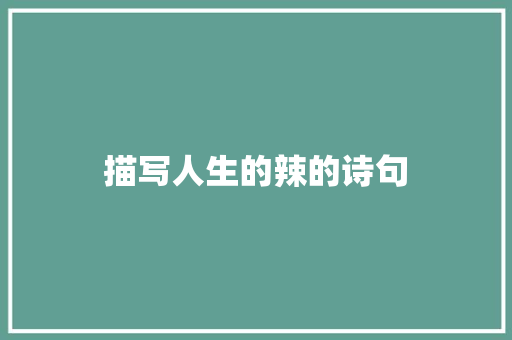 描写人生的辣的诗句