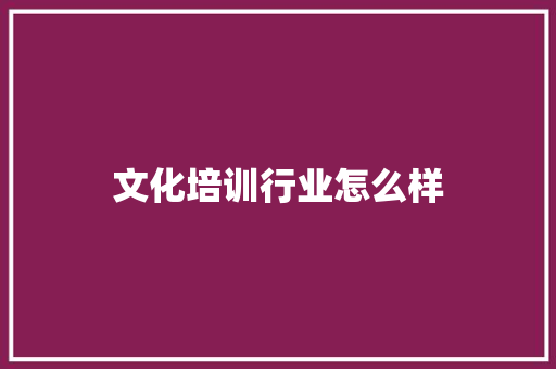 文化培训行业怎么样