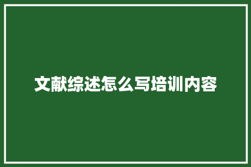 文献综述怎么写培训内容