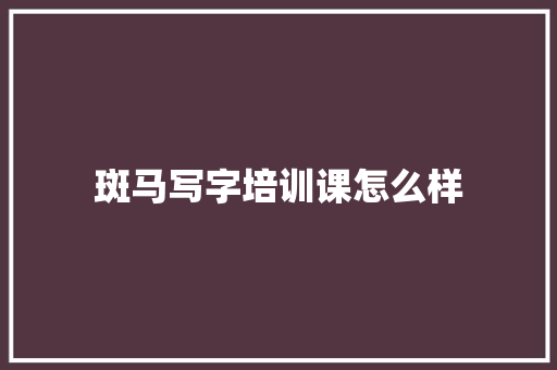 斑马写字培训课怎么样