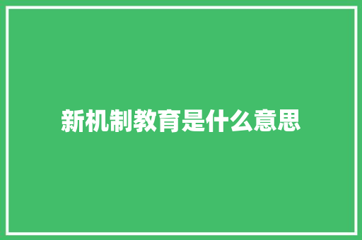 新机制教育是什么意思