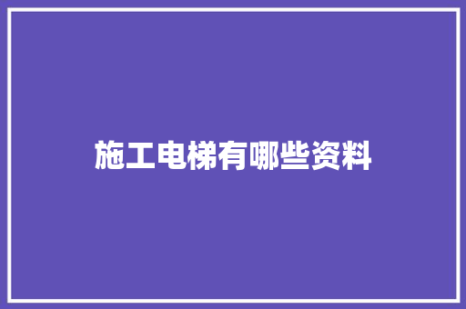 施工电梯有哪些资料
