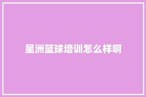 星洲篮球培训怎么样啊
