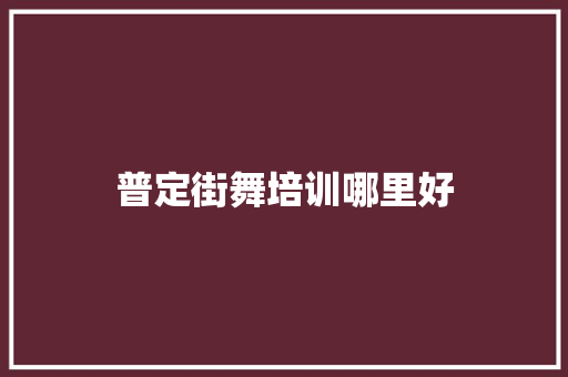 普定街舞培训哪里好
