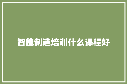 智能制造培训什么课程好