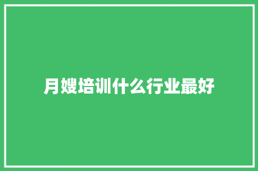 月嫂培训什么行业最好