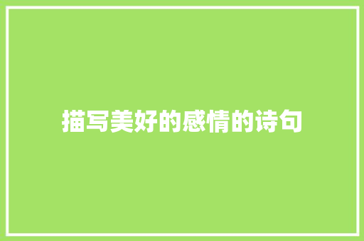 描写美好的感情的诗句