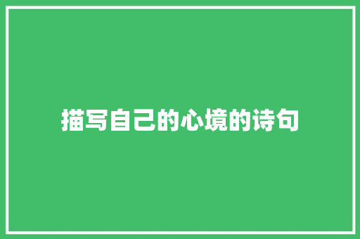 描写自己的心境的诗句