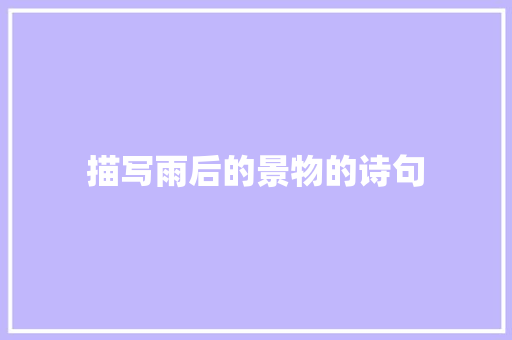 描写雨后的景物的诗句