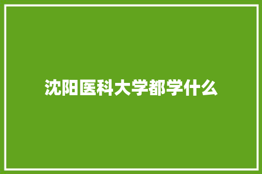 沈阳医科大学都学什么