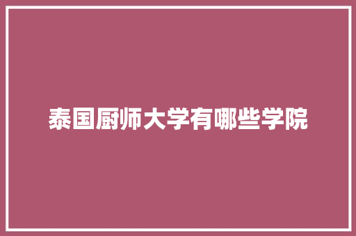 泰国厨师大学有哪些学院