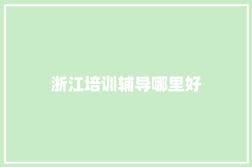 浙江培训辅导哪里好