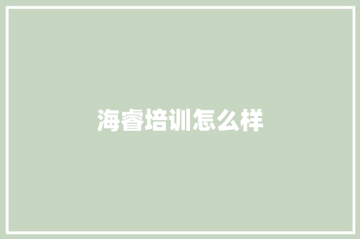 海睿培训怎么样