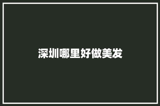 深圳哪里好做美发