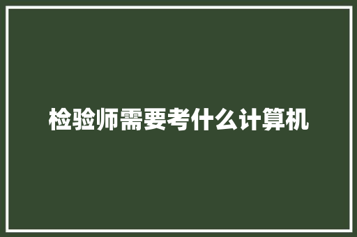 检验师需要考什么计算机