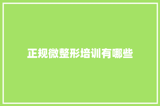 正规微整形培训有哪些