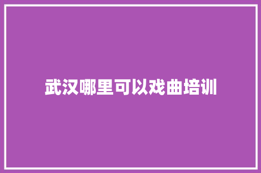 武汉哪里可以戏曲培训