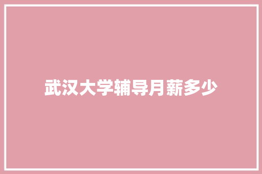 武汉大学辅导月薪多少