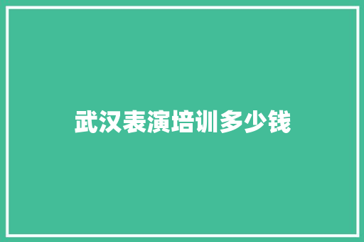 武汉表演培训多少钱
