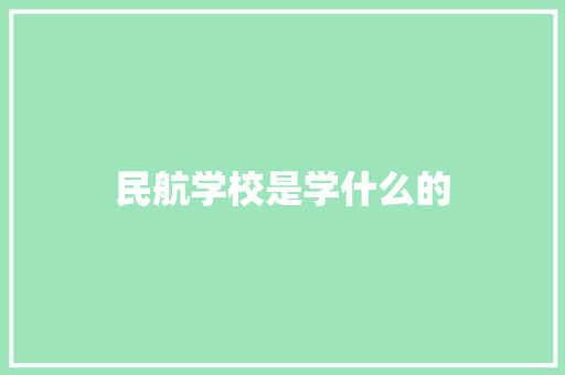 民航学校是学什么的