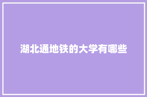 湖北通地铁的大学有哪些