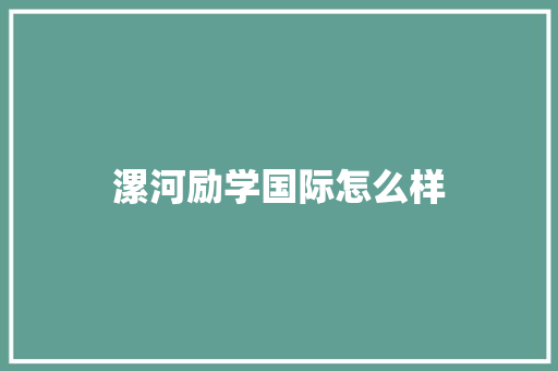 漯河励学国际怎么样