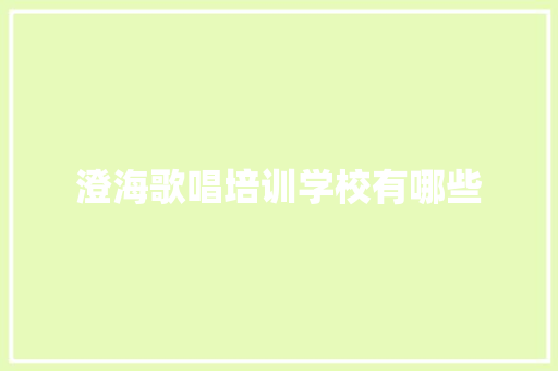 澄海歌唱培训学校有哪些