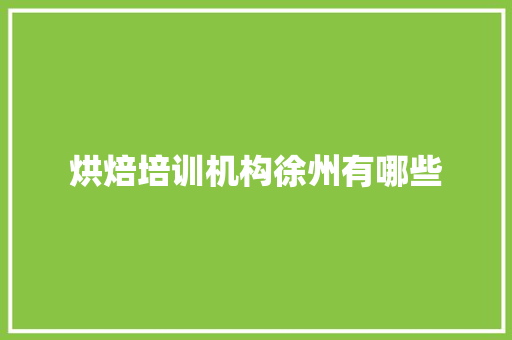 烘焙培训机构徐州有哪些