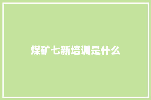 煤矿七新培训是什么