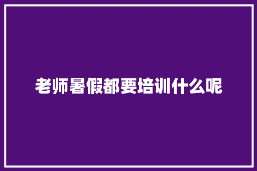 老师暑假都要培训什么呢