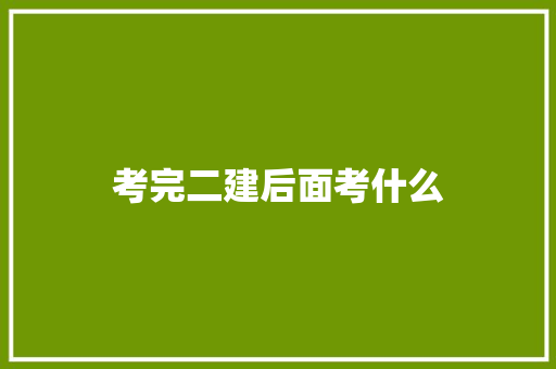 考完二建后面考什么