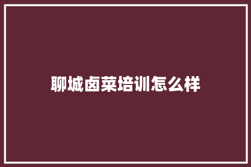 聊城卤菜培训怎么样