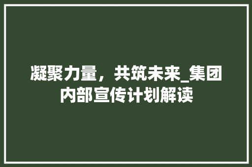 凝聚力量，共筑未来_集团内部宣传计划解读