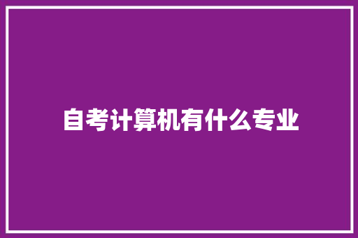自考计算机有什么专业
