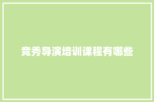 竞秀导演培训课程有哪些