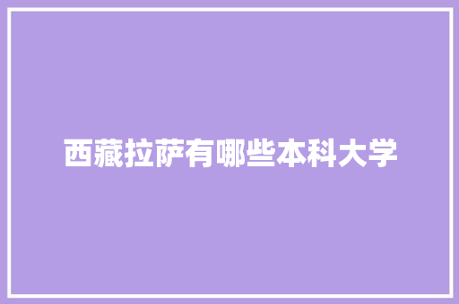 西藏拉萨有哪些本科大学